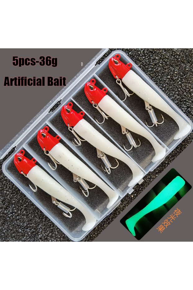 36g-B 5pcs 36g/51g/60g/70g Jigging Soft Baits Artificial Bait Lumious/Glow Mackerel Sea Bass Snapper