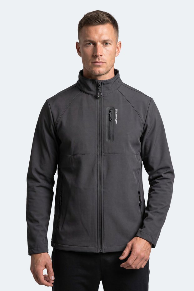 Covex Men's Fleece-Lined Wind and Water-Resistant Softshell Dark Gray Coat & Jacket