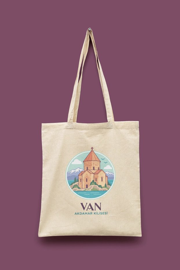 Akdamar Kilisesi - Van Türkiye Series Tote Bag Printed Cloth Bag