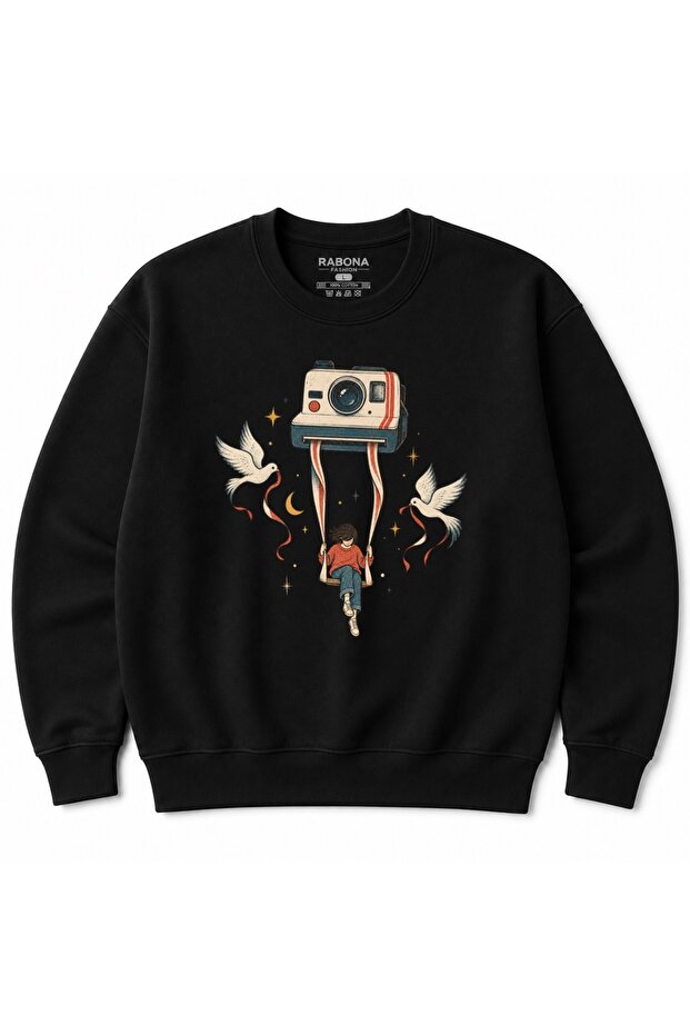 Captured Dreams Retro Camera & Swing Graphic Sweatshirt