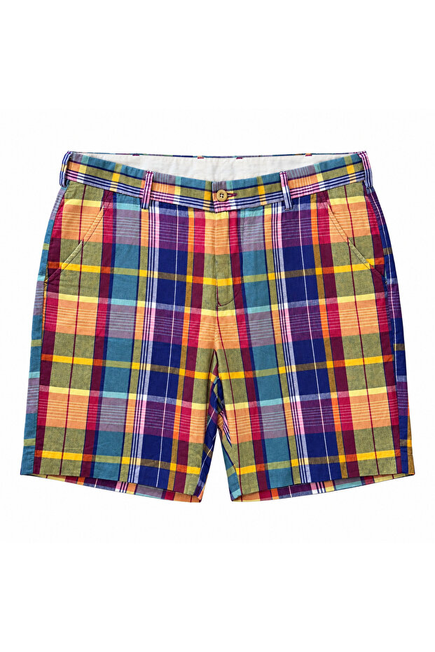 Men's Multicolor Plaid Cargo-Style Shorts