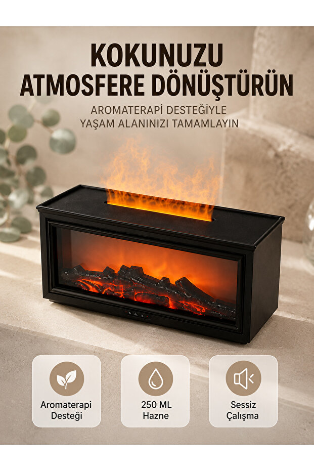 Aroma Diffuser Silent Air Humidifier with Simulated Flame Effect 250 ml -
