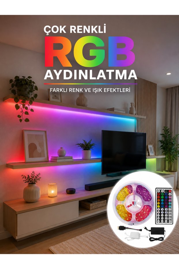 5 Meters Remote Controlled Rgb Led Strip 5050 Smd 54 Led/M Color Changing Ambience Lighting