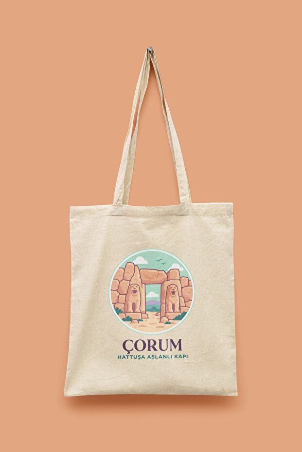 Hattuşa Lion Gate - Çorum Turkey Series Tote Bag Printed Cloth Bag