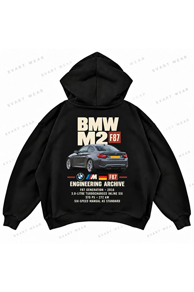 Bmw M2 F87 Printed Oversize Boxy Hooded Hoodie Sweatshirt