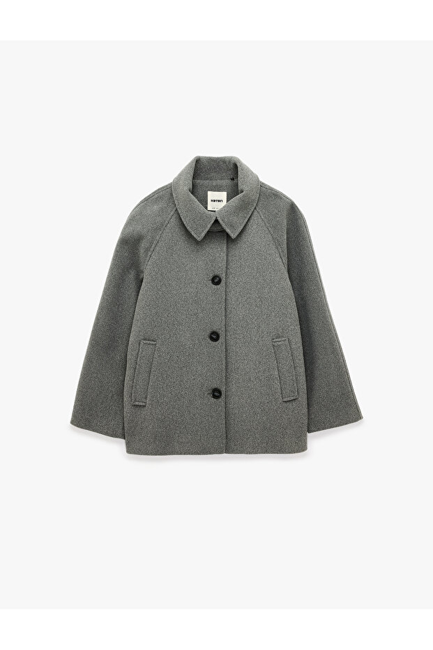 Reglan Long Sleeve Pocketed Buttoned Cashmere Coat