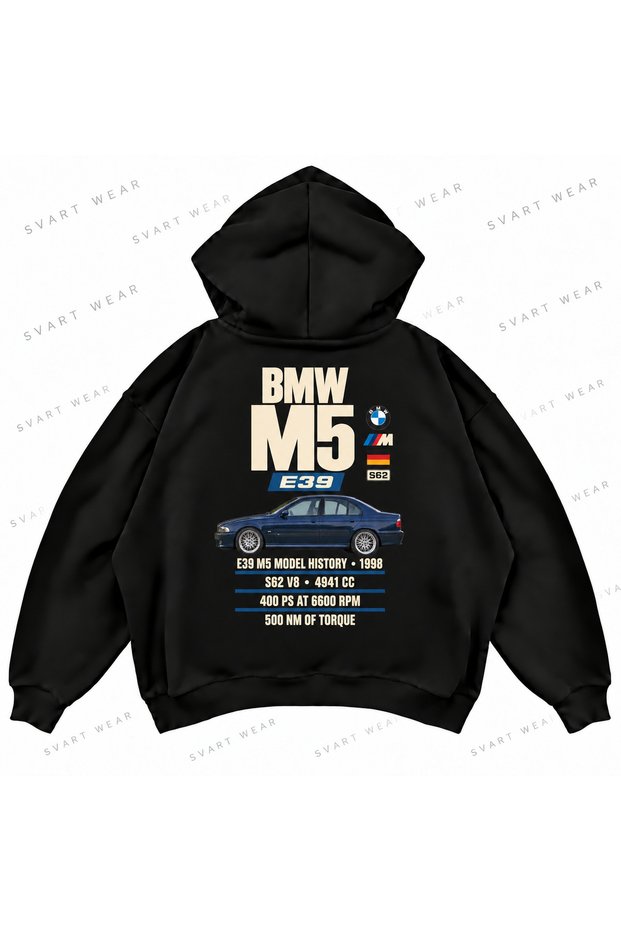 Bmw M5 E39 Printed Oversize Boxy Hooded Hoodie Sweatshirt