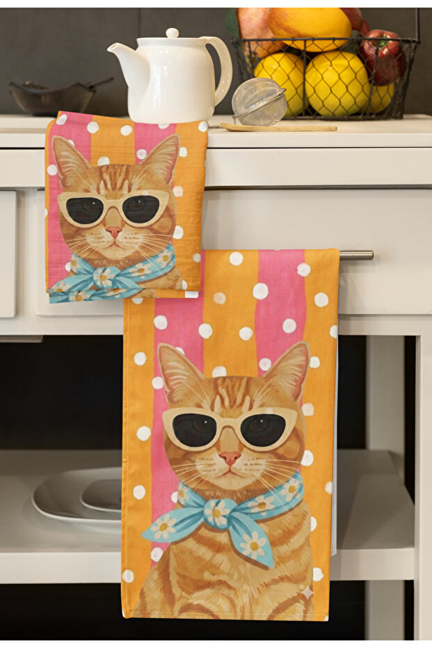 (Set of 4) Patterned Kitchen Towels 30×50 cm Microfiber Towels