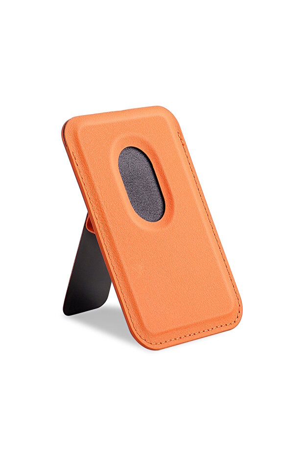 iPhone 12 13 14 15 16 17 18 Plus Pro Max Compatible High-Quality Phone Back Card Holder Foldable Strong Magnetic Grip Stand Leather Magsafe Wallet - Burgonya Wallet