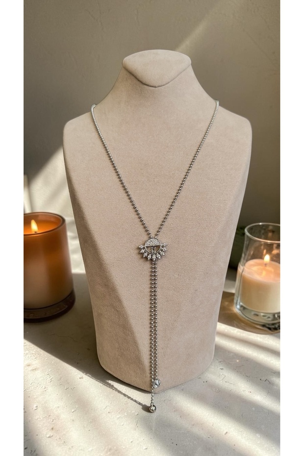 Vip Model Sun Motif Steel Y Necklace