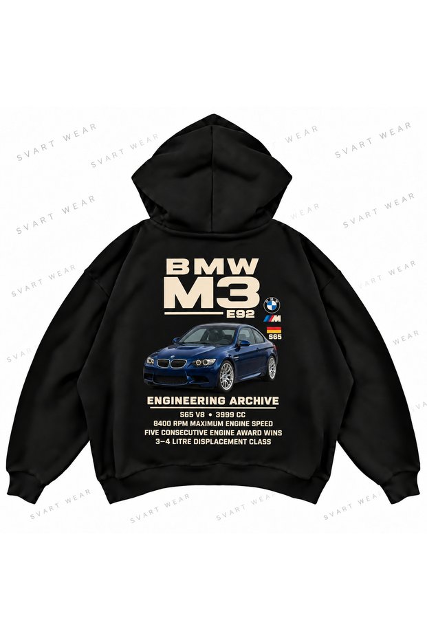 Bmw M3 E92 Graphic Printed Oversize Boxy Hooded Sweatshirt