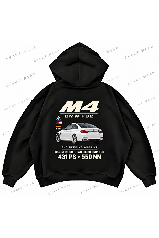 Bmw M4 F82 Printed Oversize Boxy Hooded Sweatshirt