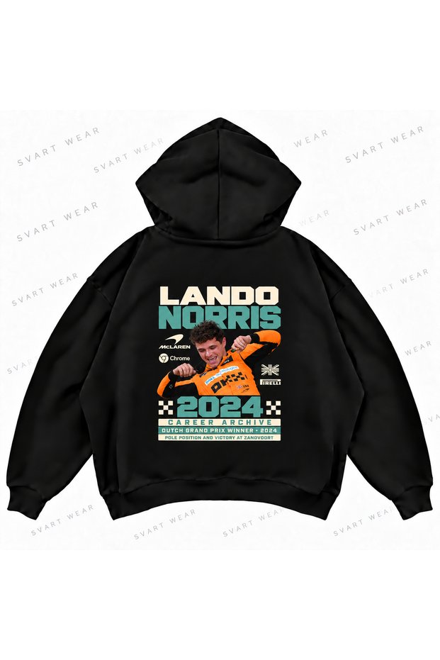 Lando Norris F1 Printed Oversize Boxy Hooded Hoodie Sweatshirt