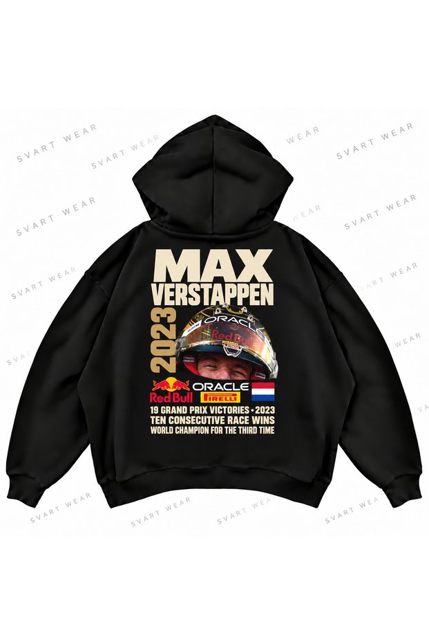 Max Verstappen F1 Printed Oversize Boxy Hooded Hoodie Sweatshirt