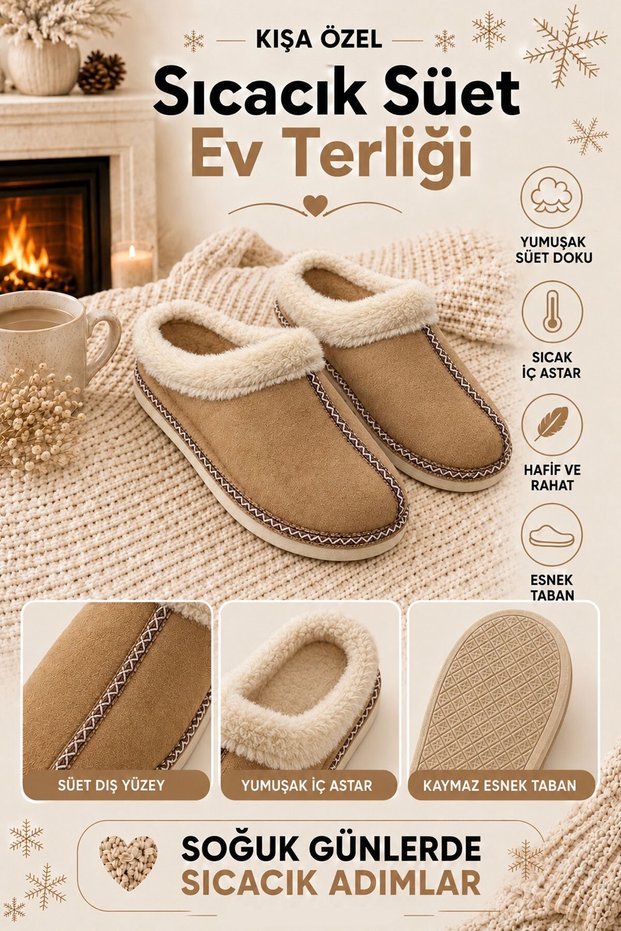 Women's Fur Stripe Detailed Orthopedic Soft Sole Stylish Home Daily Slippers Women's Home Slippers