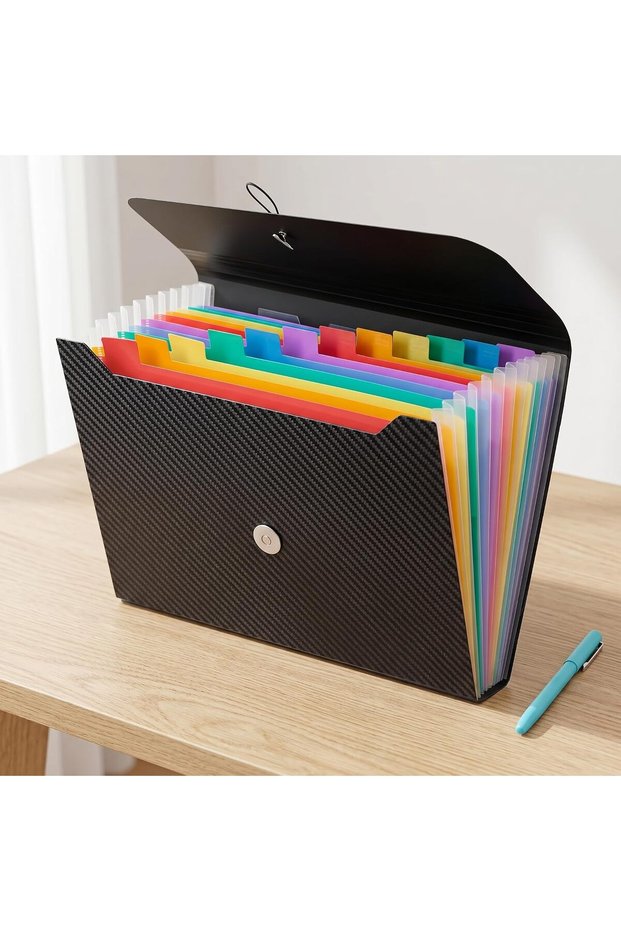 13-Pocket A4 Expanding File Folder with Tabs, Accordion Document Organizer