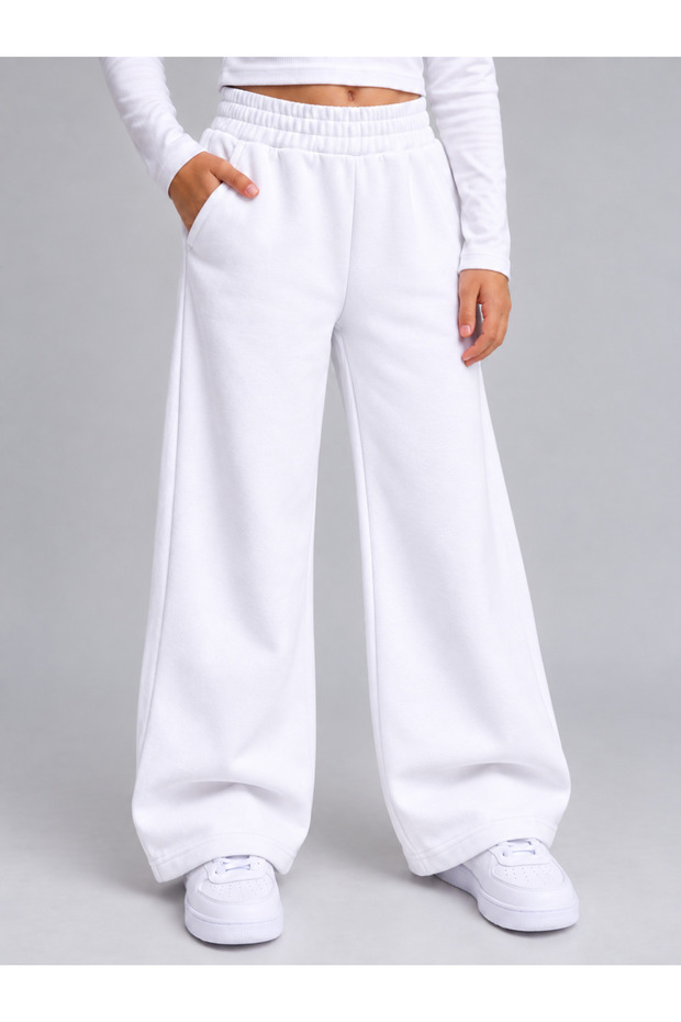 Girls' White Loose-Headed Bottomwear 100% Cotton 3-Ply Fabric Without Shardon (4-Season)