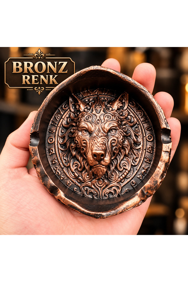 3D Embossed Ash Tray with Wolf Figure
