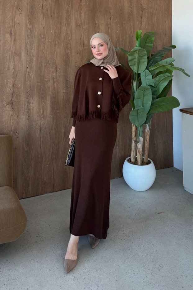 Salda Cape Dress Bitter Brown