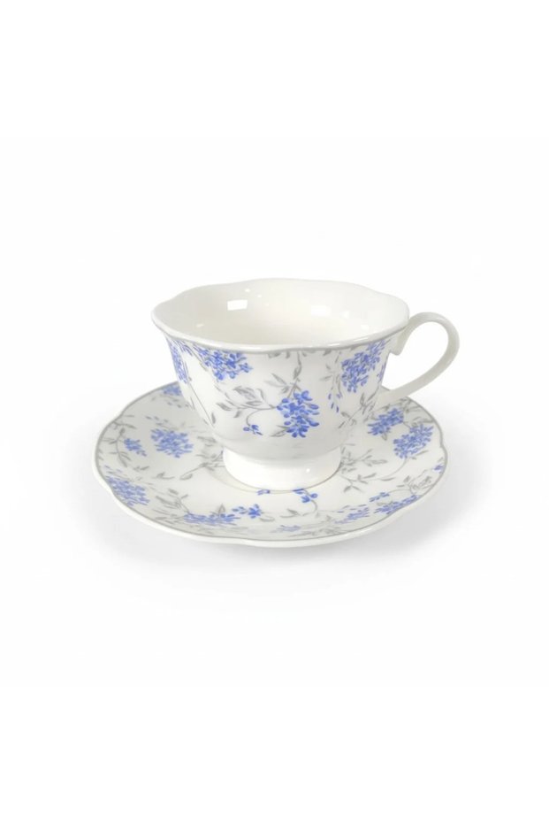 6-Piece Tea Cup Set with Rose Pattern
