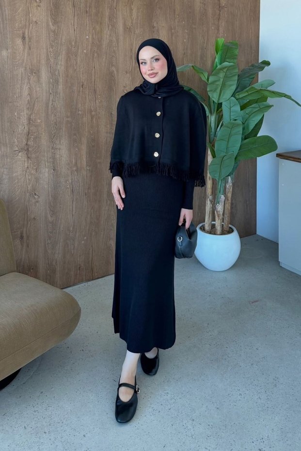 Salda Cape Dress Black