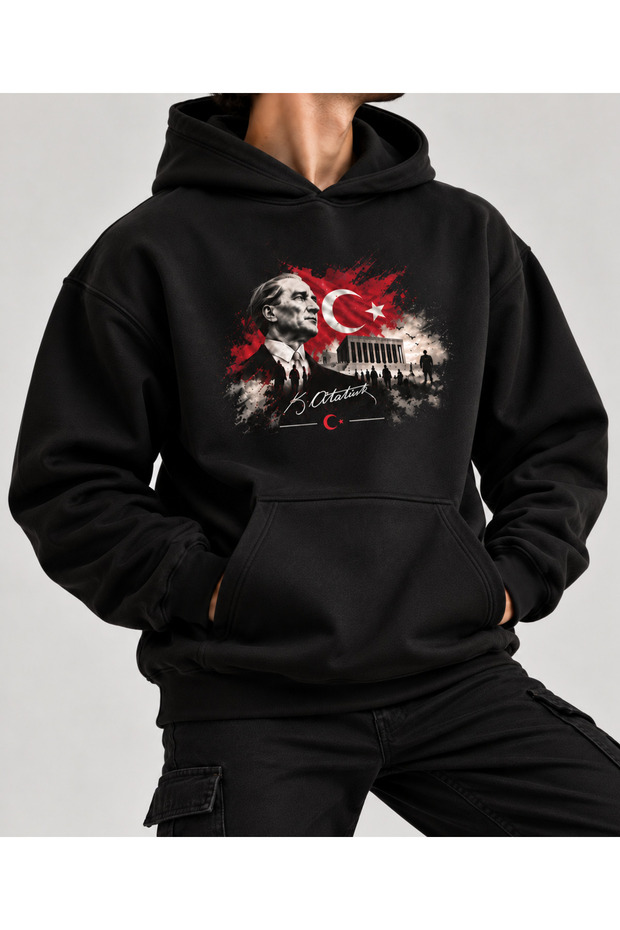 Ataturk Printed Premium Hoodie Kangaroo Pocket Hooded Sweatshirt October 29 October 10