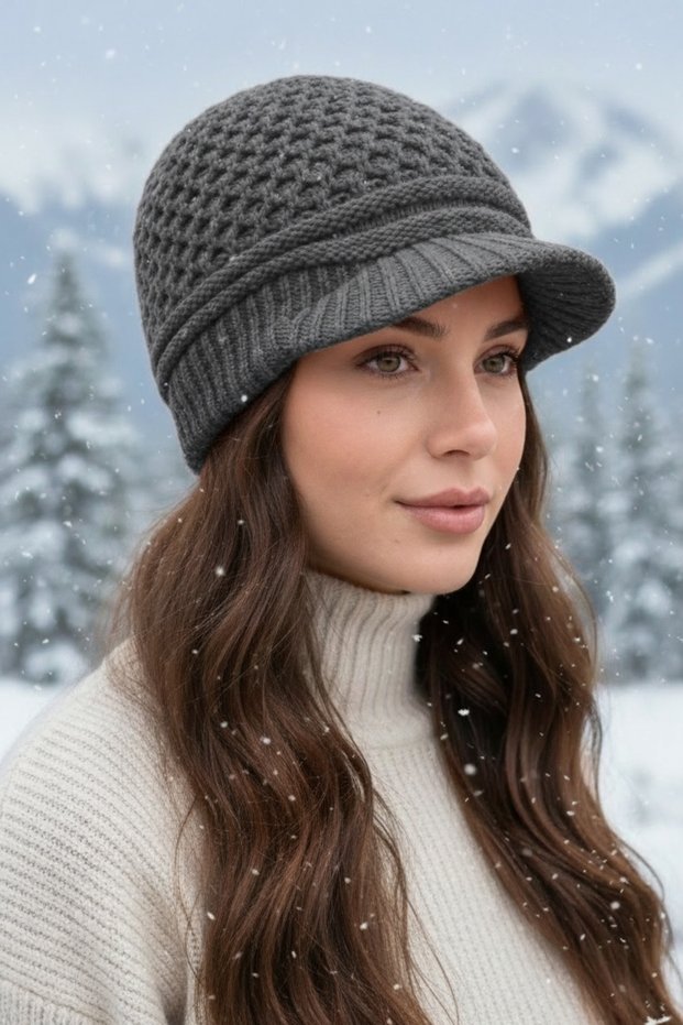 Women's Winter Cuffed Knitwear Knitted Patterned Hat Beanie
