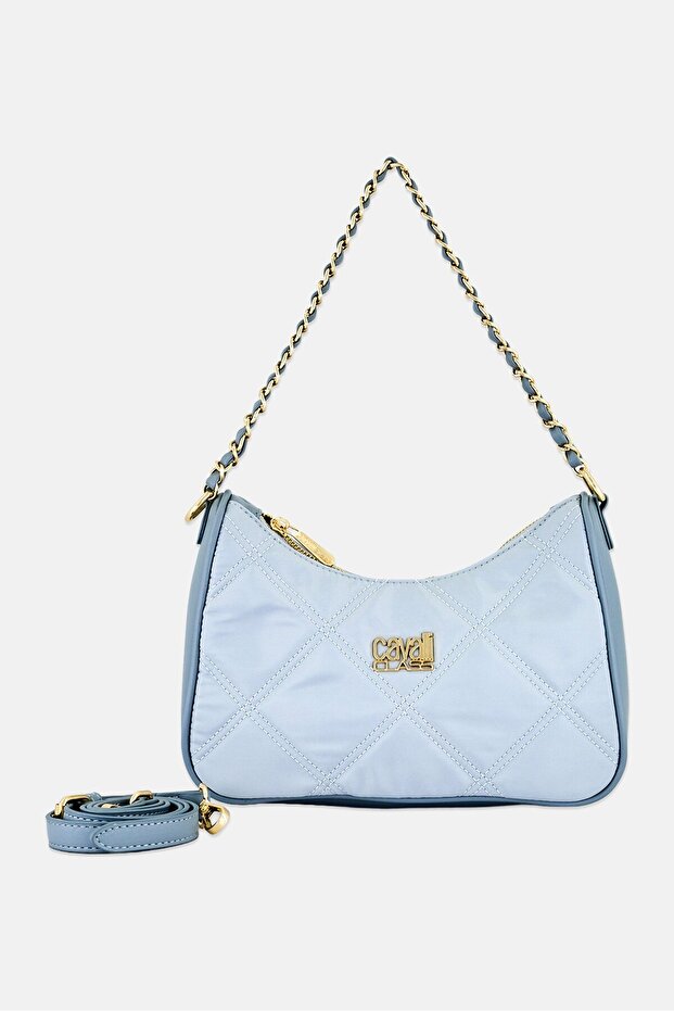 Women Brand Logo Shoulder Bag, Pale Blue