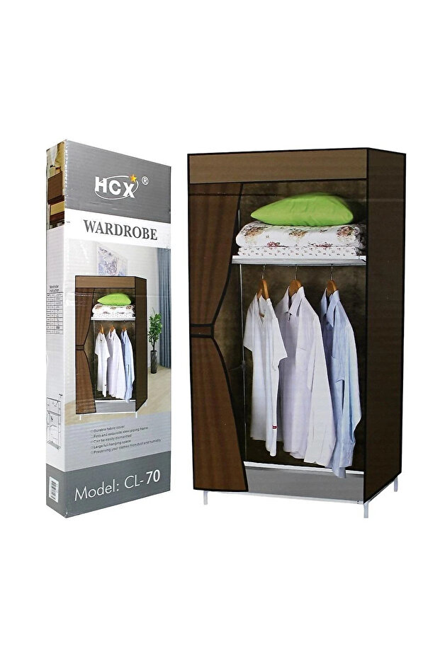 Portable Wardrobe Closet Clothes Rack Organizer Hanger Shelves Compact Blue