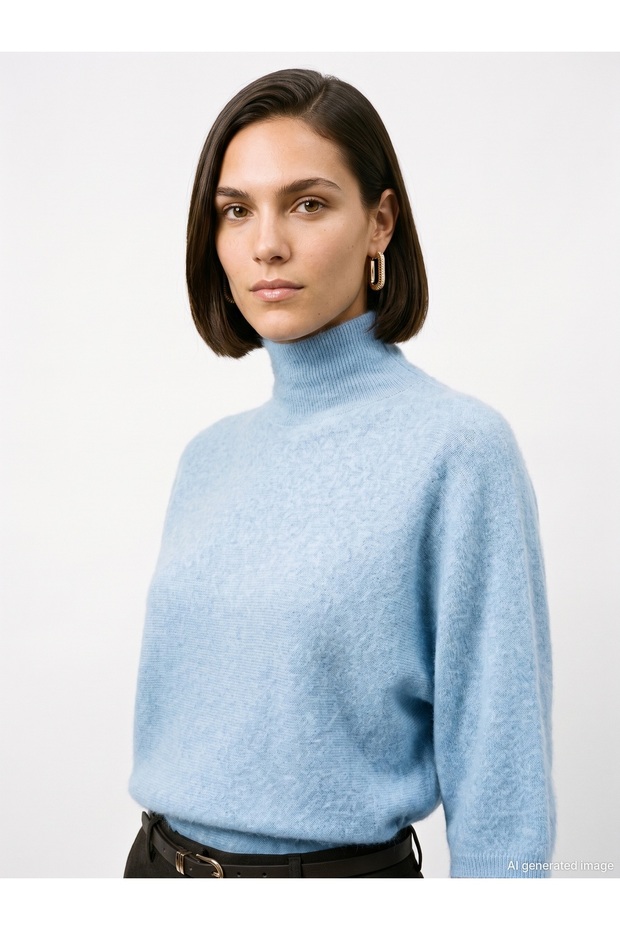 10851 High Collar Soft Textured Sweater