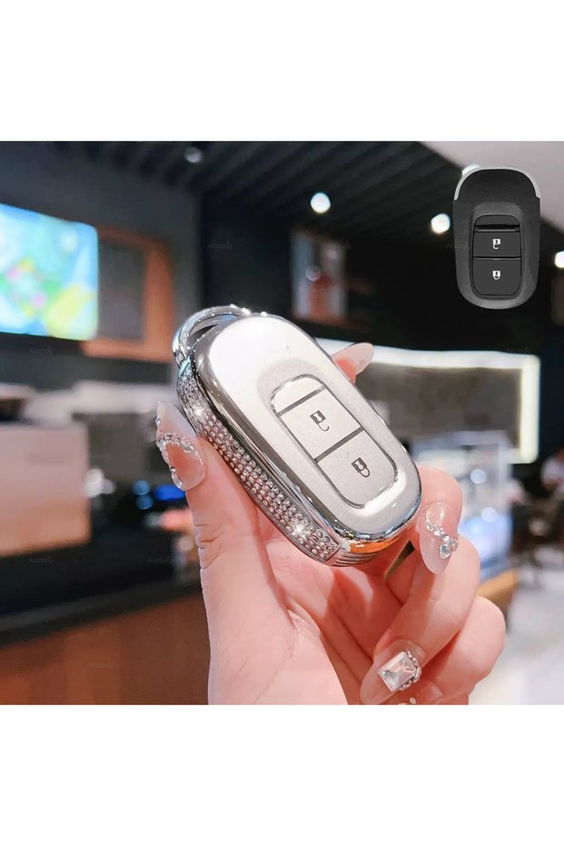 Honda Compatible Hr-V 2-Key Stone Edge Tpu Key Case Cover (White)