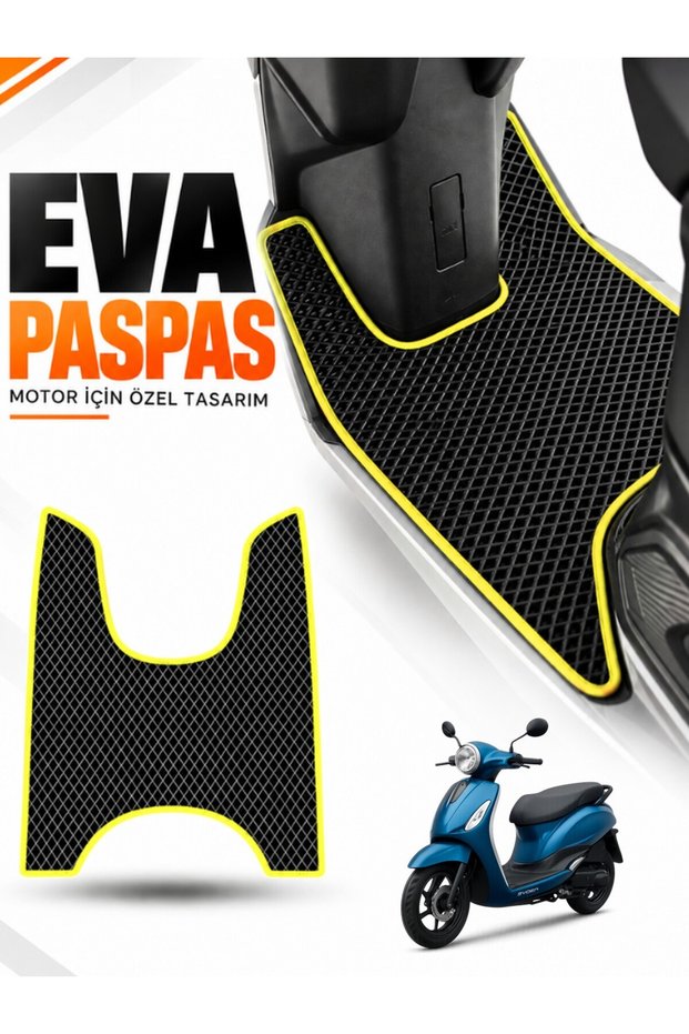 Rks Azure 50 Compatible Eva Motorcycle Mat Scooter Foot Mat Motor-Specific Black-Yellow