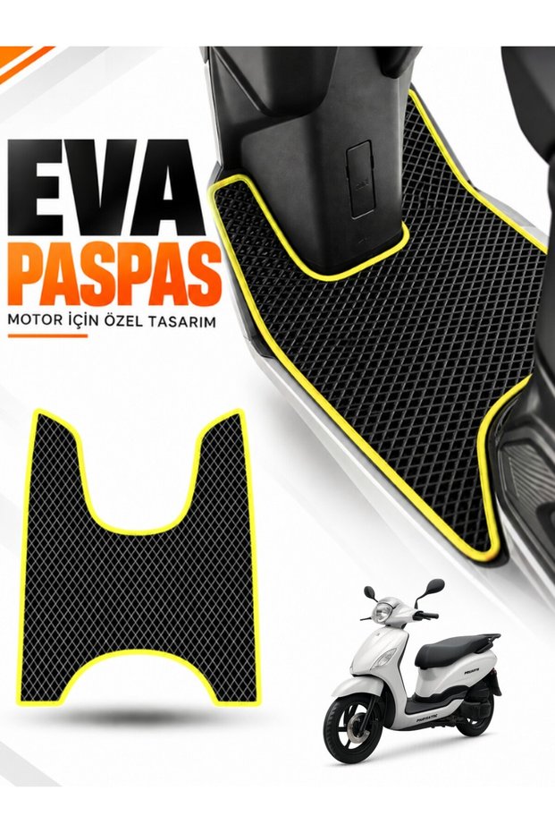 Rks Pri̇vate 125 Compatible Eva Motorcycle Mat Scooter Foot Mat Motor-Specific Black-Yellow