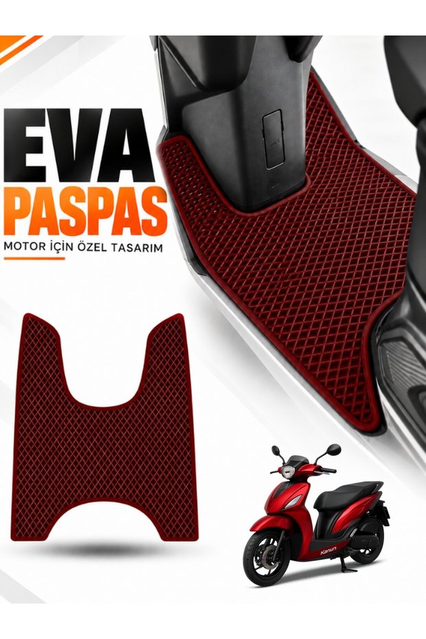 Kanuni̇ Mati̇ 125 Compatible Eva Motorcycle Mat Scooter Foot Mat Motor-Specific Claret Red
