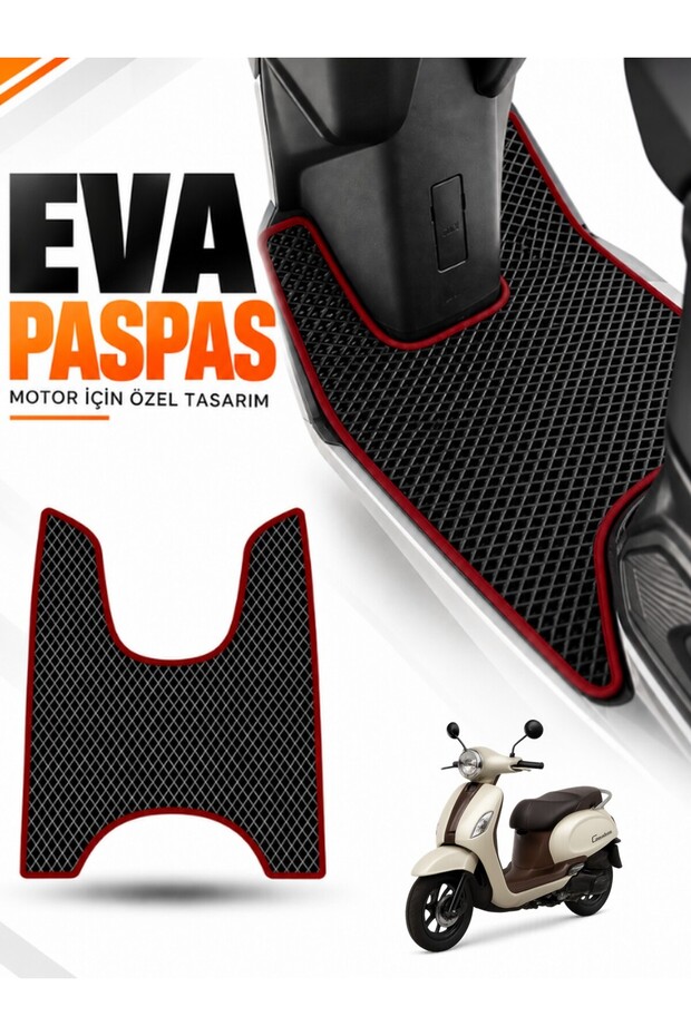Arora Cappuci̇no Compatible Eva Motorcycle Mat Scooter Foot Mat Motor-Specific Black-Claret Red