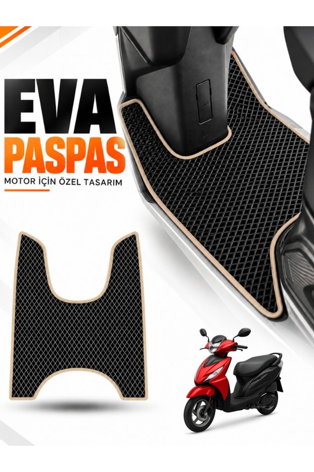 Hero Dash 125 Compatible Eva Motorcycle Mat Scooter Foot Mat Motor-Specific Black-Beige