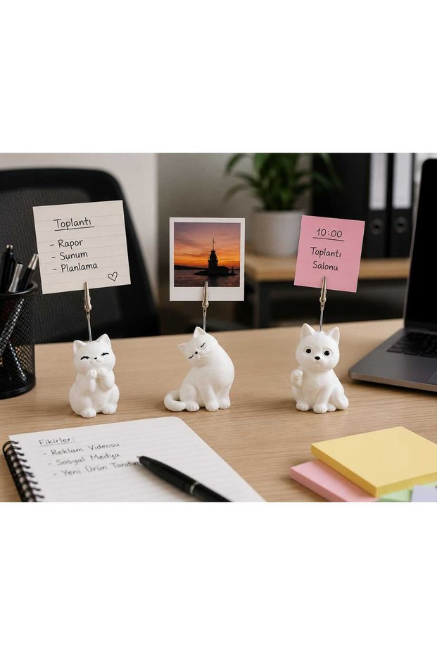3-Piece Cat Note and Photo Holder, Desktop Organizer, Note Holder 3 Pieces