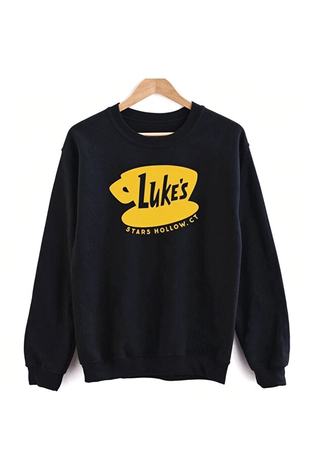 Gilmore Girls Stars Hollow Lukes Printed Cotton 3 Yarn Threaded Crew Neck Oversize Sweatshirt