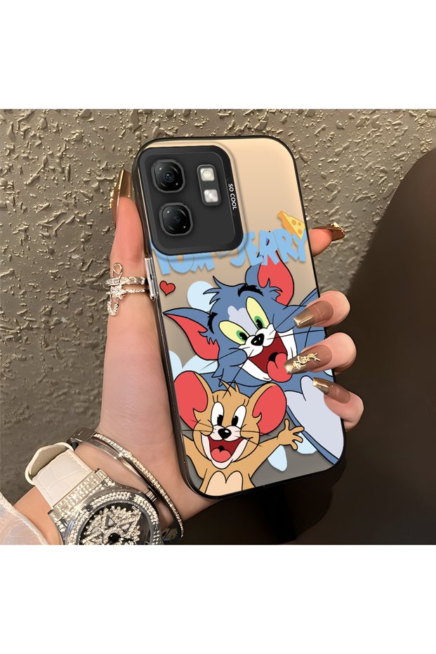 Infinix Smart 9 Compatible Cute Cartoon Cat and Mouse Case, Shock-Absorbing Structure, Matte Texture