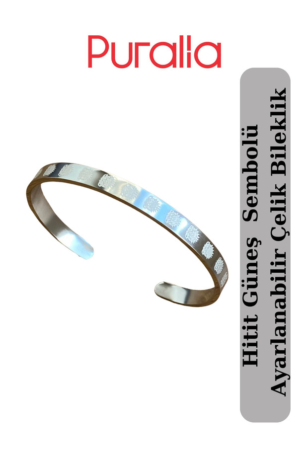Hitite Sun Symbol Adjustable Steel Bracelet
