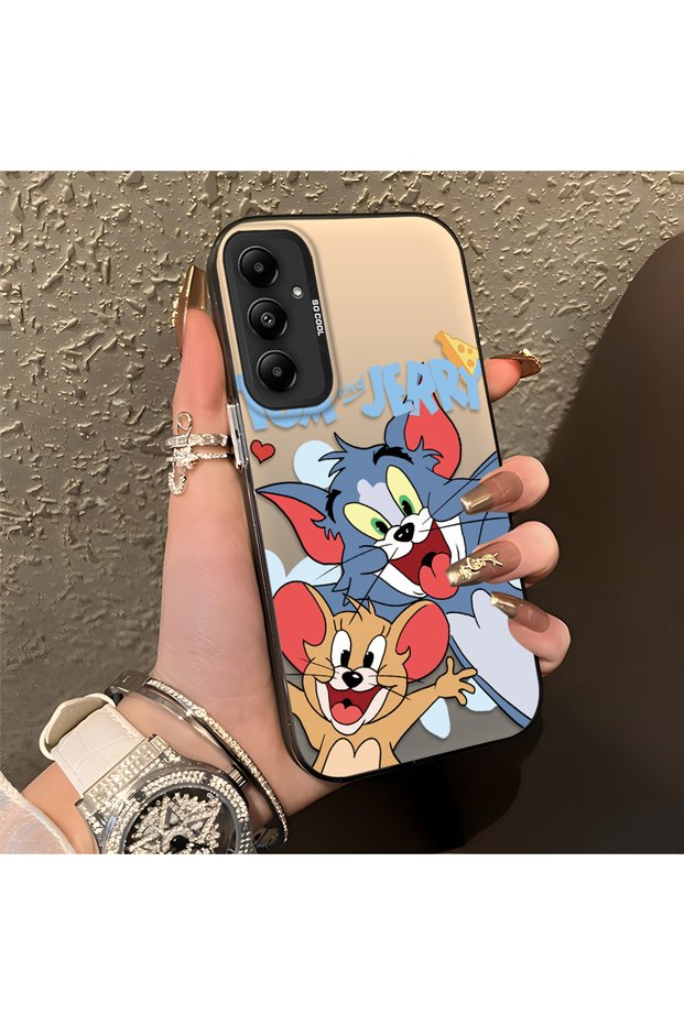Samsung Galaxy A05S Compatible Cute Cartoon Cat and Mouse Case, Shock-Absorbing Structure, Matte Texture