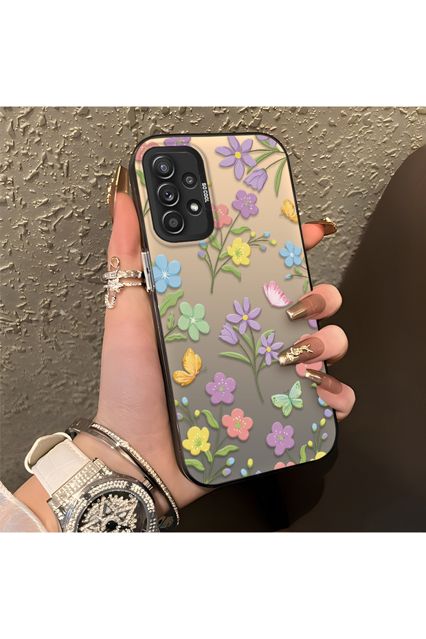 Samsung Galaxy A52/A52S Compatible Colorful Flower and Butterfly Case, Shock Absorbing Structure, Matte Texture