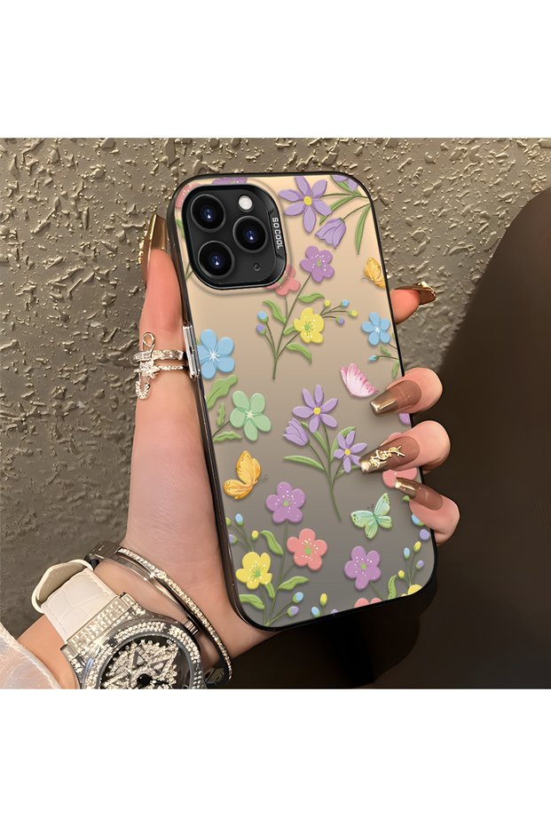 iPhone 11 Pro Compatible Colorful Flower and Butterfly Case, Shock Absorbing Structure, Matte Texture