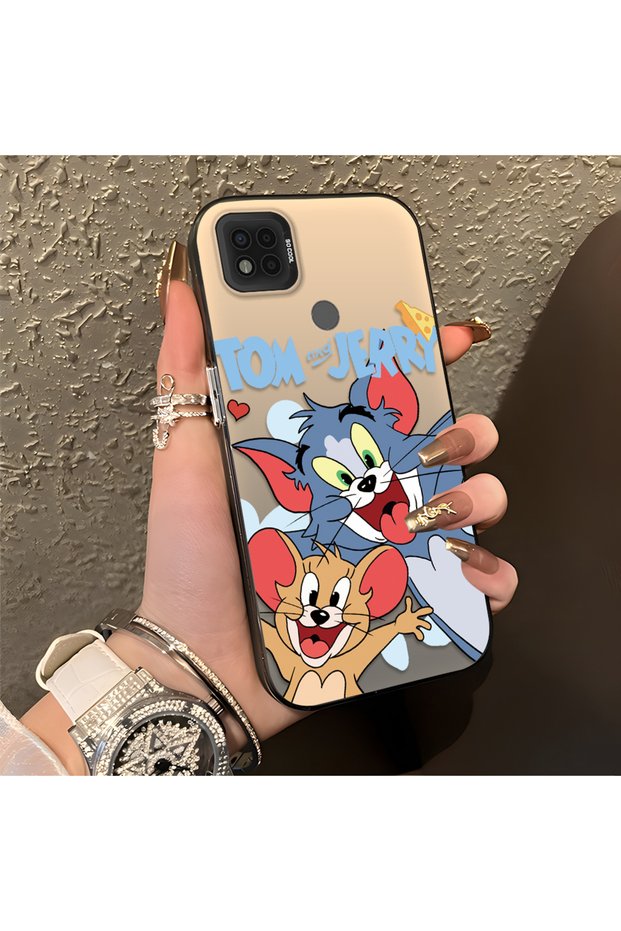 Poco C31 Compatible Cute Cartoon Cat and Mouse Case, Shock-Absorbing Structure, Matte Texture