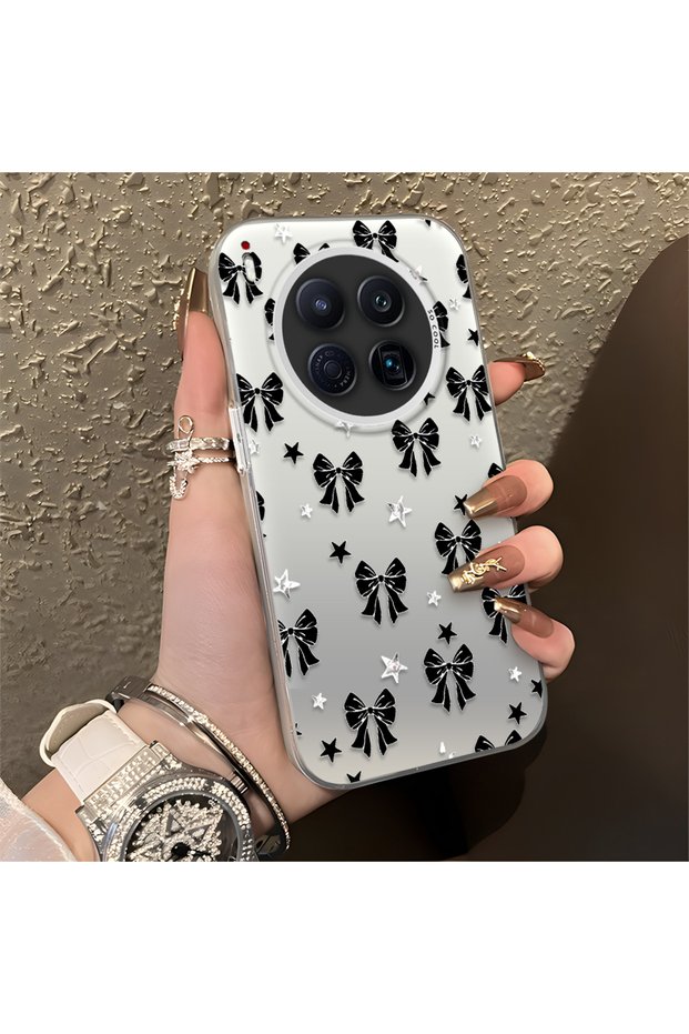 Tecno Camon 40 Premier Compatible Stylish Black Bow Full Print Case, Non-Slip Edge, Anti-Fingerprint