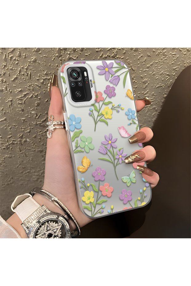 Poco M5S Compatible Colorful Flower and Butterfly Case, Shock Absorbing Structure, Matte Texture