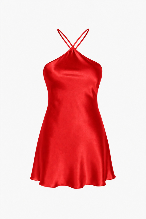 Scarlet Kiss Red Satin Mini Nightgown