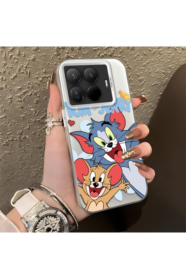 Mi 15t Pro Compatible Cute Cartoon Cat and Mouse Case, Shock-Absorbing Structure, Matte Texture