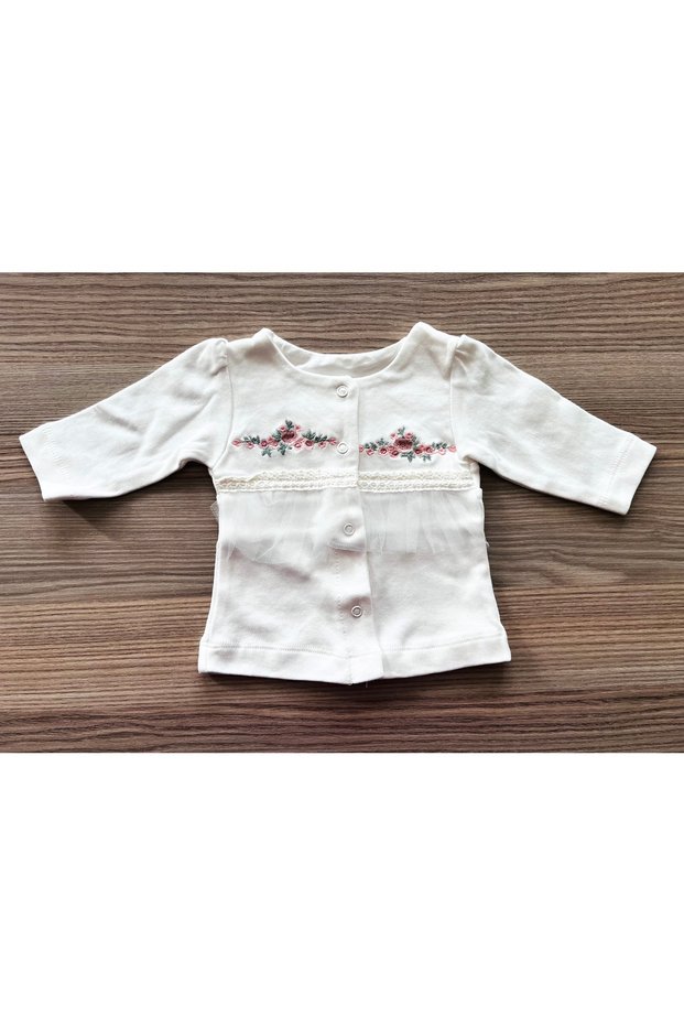 100% Cotton White Color Embroidered Combed Cotton 0-3 Months Baby Girl Jacket/Cardigan/Top Clothing Bodysuit/Leotard