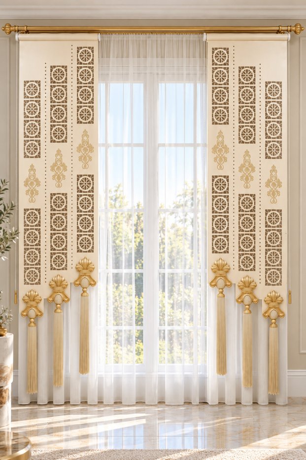 Varak Motif Japanese Background Curtain